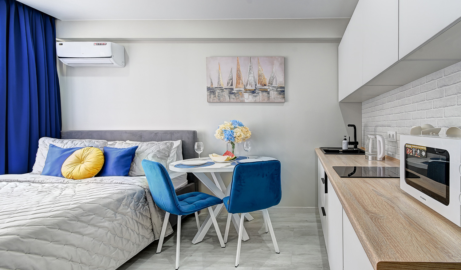 Студия с видом на море первая линия в ЖК Каравелла Португалии